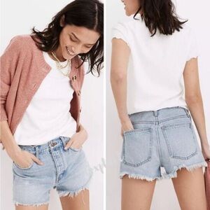 Madewell Blue Jean Shorts Distressed High-Waisted